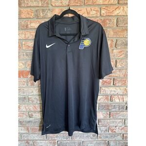 Nike Dri Fit Team Issued NBA Indiana Pacers Polo‎ Black Shirt Large Tall LT